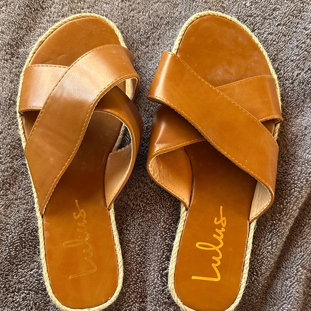 Lulu's Brown Cross-Strap Sandals